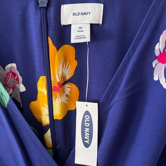 🟣Old Navy Blue V-Neck Blue Floral Dress – Size XL. - Picture 5 of 6